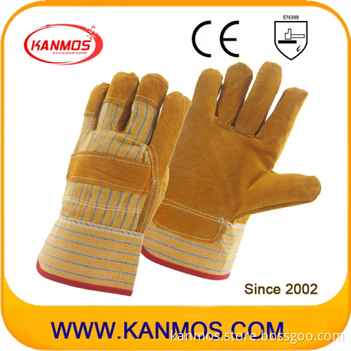 9.5" Industrial Safety Yellow Cowhide Leather Work Gloves (11006)